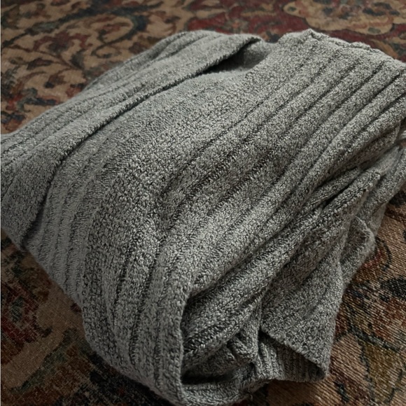 Grey Sweater cardigan with fuzzy hood - Picture 2 of 2